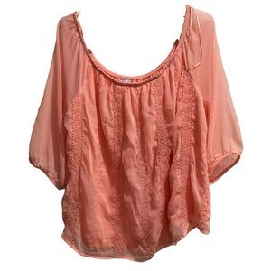 Women’s Coral colored Blouse, size 1X, NWOT, eyelets‎